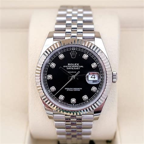 rolex datejust black diamond dial jubilee bracelet